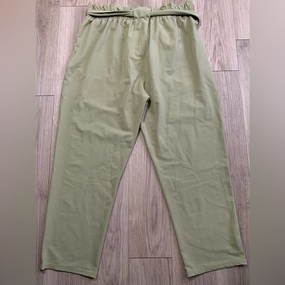Paper Bag Wide-Leg Trousers, Green, 22W - Picture 2 of 4
